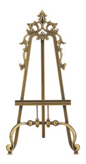 Ornate brass easel display isolated on a transparent background