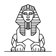 great sphinx of giza line art icon vector black shape