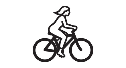 Obraz premium 5. Woman riding bicycle black silhouette vector 