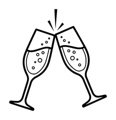 toasting champagne glasses celebration icon vector black shape