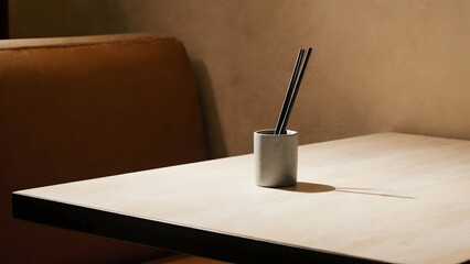 chopstick holder on the restaurant table