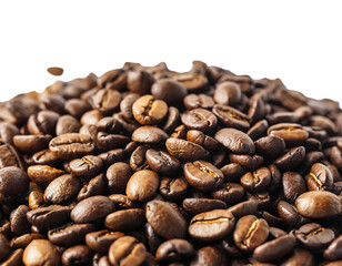 Fototapeta premium Pile of Roasted Coffee Beans Isolated, Perfect for Beverage, Cafe, and Culinary Concepts