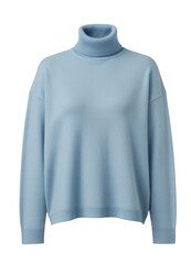 Light blue turtleneck sweater isolated on a transparent background