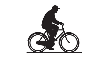 Obraz premium 4. Elderly man riding bicycle black silhouette vector 