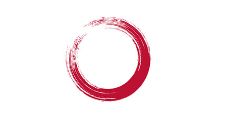 Circle brush stroke vector isolated on white background. Red enso zen circle brush stroke. For stamp, seal, ink and paintbrush design template. Grunge hand drawn circle shape, vector illustration