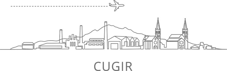 Fototapeta premium Cugir Skyline with Airplane