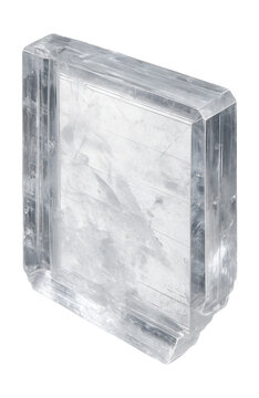 Clear, colorless tabular barite crystal with distinct shape.