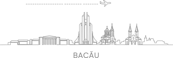 Fototapeta premium Bacau Skyline with Airplane