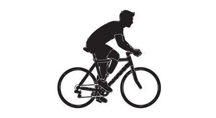 Naklejka premium 2. Man with prosthetic leg riding bicycle black silhouette vector 