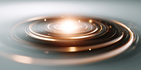 Radiant light centered in swirling metallic rings with glow effect