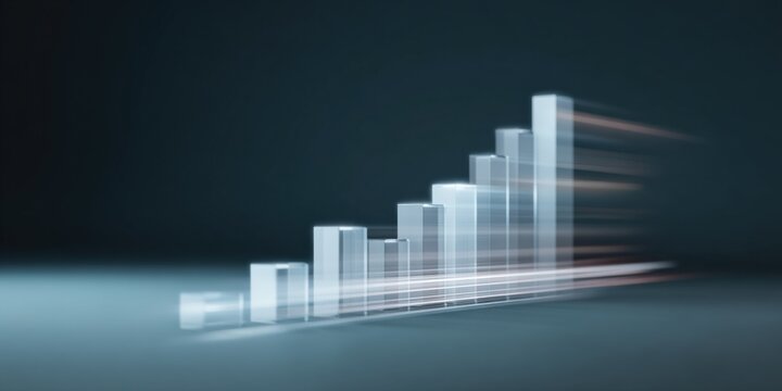 Abstract glass bar chart symbolizing growth and progress
