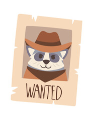 Raccoon bandit wanted poster design