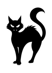Obraz premium Black and white cat vector illustration for cute domestic pet cartoon silhouette design