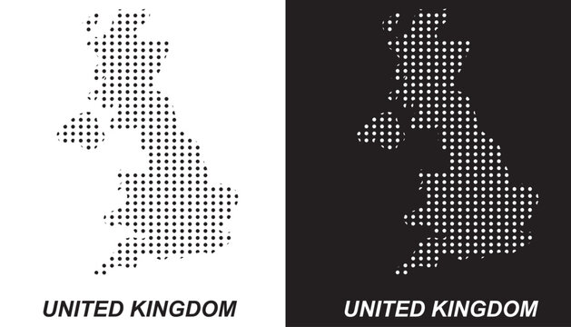 United Kingdom Dotted Map, Halftone Style Modern Digital Outline of Great Britain Vector EPS