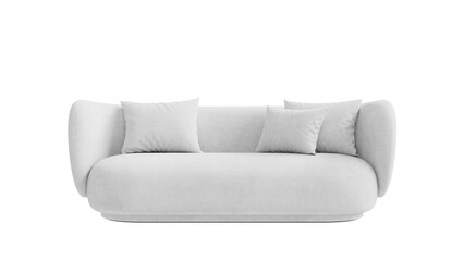 Upholstered curved sofa on an isolated background. Furniture for collages, graphics designs, and presentations.