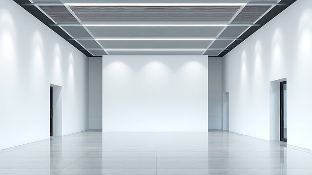 caregiver. Minimalist office lobby with clean white walls and soft ambient lighting, showcasing a professional corporate environment. real-estate listings.