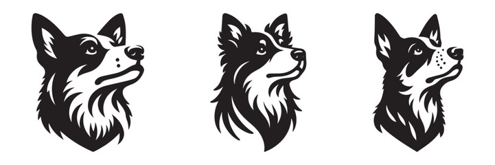 Obraz premium Dog portraits in profile black and white minimalist design canine art.