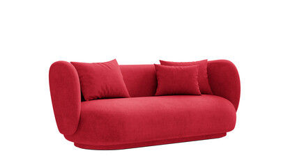 Isolated modern upholstered couch on transparent background. 