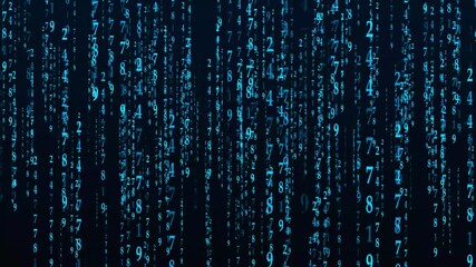 Digital rain falling numbers abstract background technology concept data stream binary code flow futuristic cyberspace network information matrix - Powered by Adobe