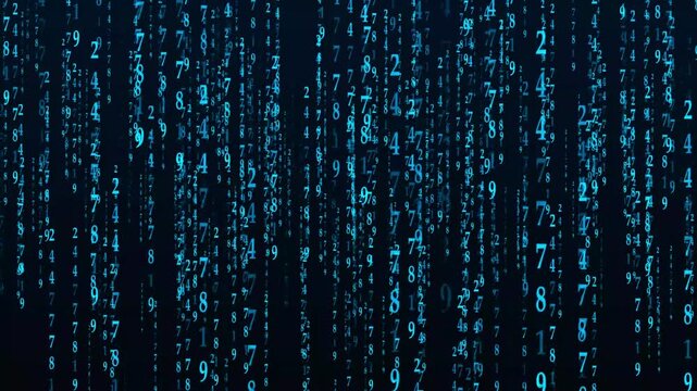 Digital rain falling numbers abstract background technology concept data stream binary code flow futuristic cyberspace network information matrix