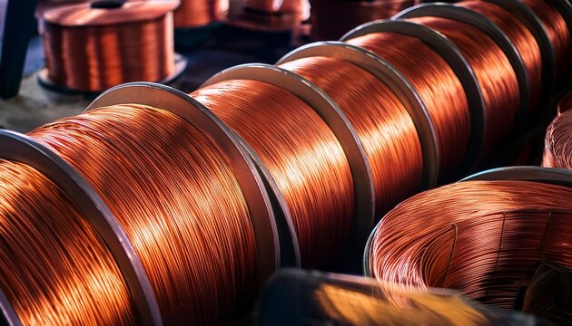 copper wire spools in storage