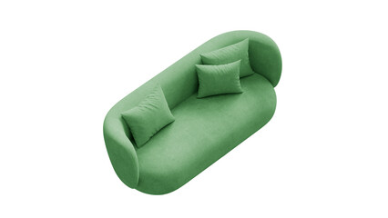 Isolated curved sofa on a transparent background. Furniture for collages, graphics designs, and presentations.