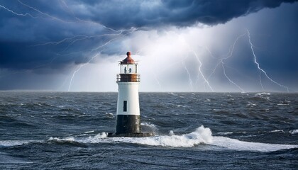 lighthouse guiding ships in storm sea navigation beacon safety