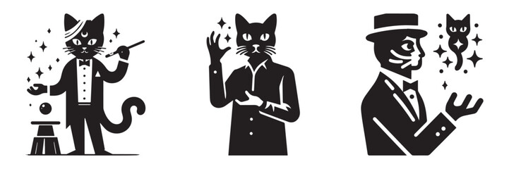 Magical Cat Illustrations: A Trio of Enchanting Designs.