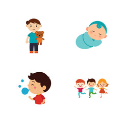 Cute Kids Activities Vector Set for web and graphic design