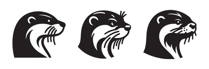 Otter Head Silhouette Collection: Artistic Designs and Illustrations.