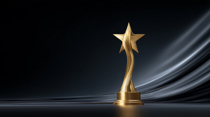 Golden Star Trophy on Dark Luxurious Background