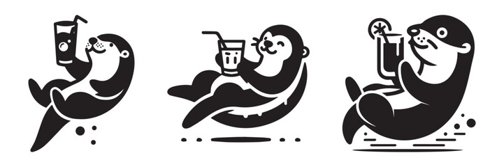 Otter Relaxation: A Refreshing Drink and Leisurely Moments.