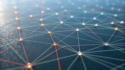 A vibrant abstract image featuring interconnected lines and nodes, conveying a sense of technology and network dynamics.