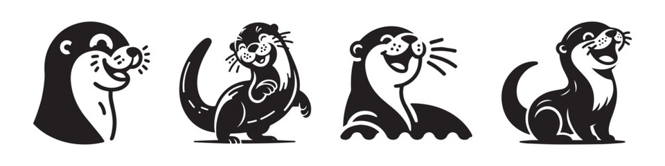 Otter Illustrations: Playful and Joyful Animal Designs in Black and White.