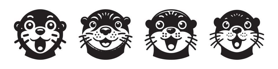 Otter Faces: Playful Expressions in Black and White.