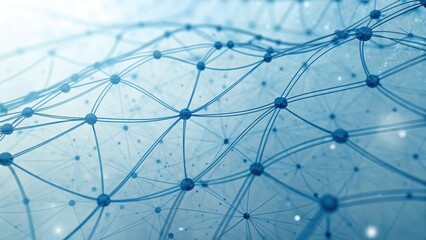 A digital representation of interconnected nodes and lines, symbolizing data networks or technology in a blue-toned abstract design.