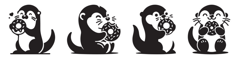 Otters Delight: A Quartet of Donut-Loving Creatures.