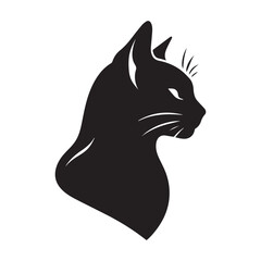 Elegant Black Cat Silhouette Profile Graceful Feline Portrait.
