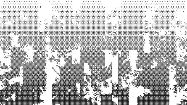 Arcade inspired bit dither texture with geometric halftone squares for retro pixel style graphic background