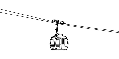a suspended cable car, showing simple transport design and aerial travel concept.