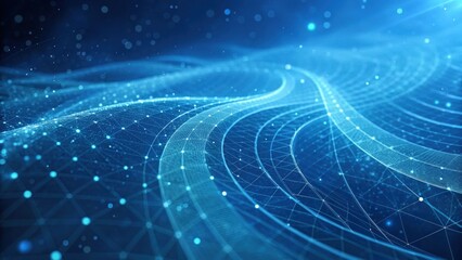 A dynamic abstract representation of digital waves and lines, showcasing a futuristic, technology-inspired design with glowing elements in blue tones.