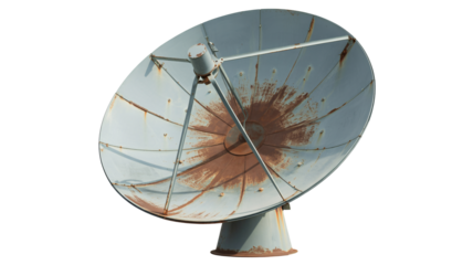 Satellite dish antenna communication technology rusty old weathered