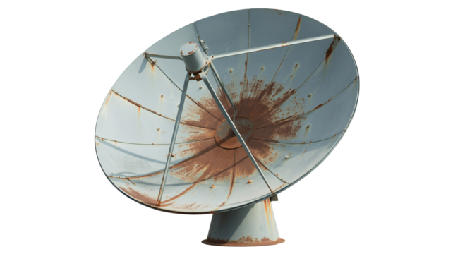 Satellite dish antenna communication technology rusty old weathered