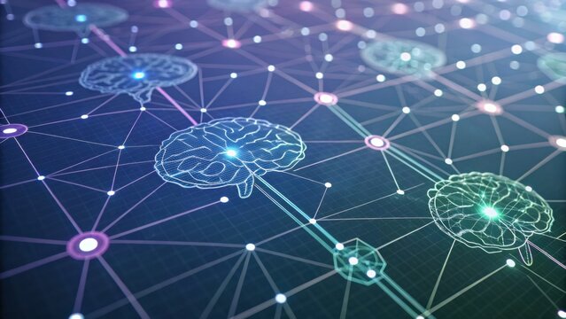 A digital illustration of interconnected brain networks, showcasing neural connections in a futuristic, technological style. - Powered by Adobe