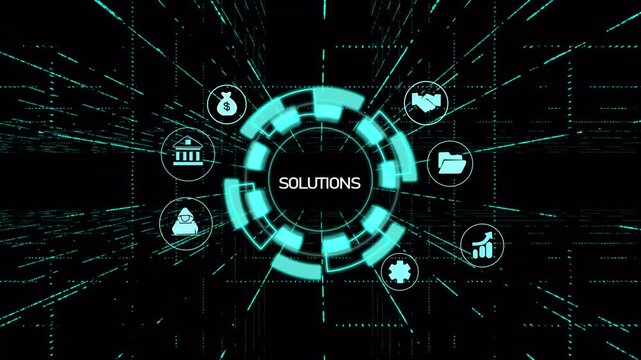 intelligent solutions icon and integrated management infrastructure global network, innovative problem-solving, strategic implementation,