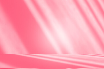 Wall interior background, studio and backdrops show products.with shadow from window color pink background for text insertion and presentation interior decoration	
