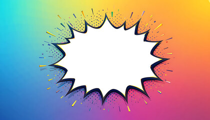 Comic Book Pop Art Speech Bubble on Rainbow Gradient Background