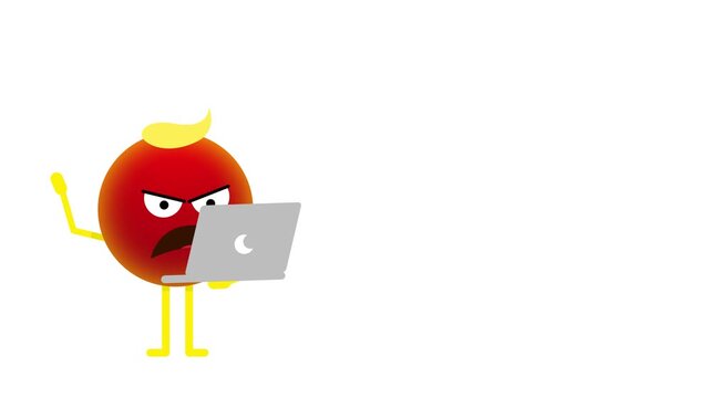A looping animation of an angry emoji furiously typing on a laptop, expressing frustration, stress, or irritation. Ideal for reaction content, tech-related edits, streaming overlays, social media post