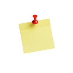 Yellow sticky note with red thumbtack on background