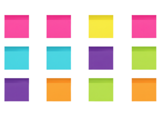 Colorful sticky notes arranged in a grid pattern on black background